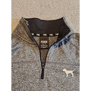 PINK Victorias Secret Stretch  Women XS  Thumb Hole Long Sleeve Mock Neck Gray